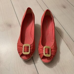 Naturalizer Coral Peep-Toe Wedge Flats with Buckle
